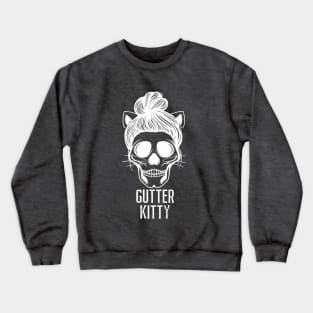 Gutter Kitty Skull White Crewneck Sweatshirt